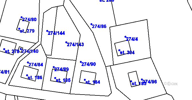 Parcela st. 274/88 v KÚ Skalka u Chebu, Katastrální mapa