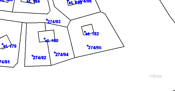 Parcela st. 274/95 v KÚ Skalka u Chebu, Katastrální mapa