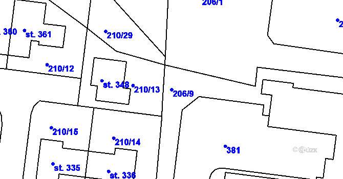 Parcela st. 206/9 v KÚ Skalka u Chebu, Katastrální mapa