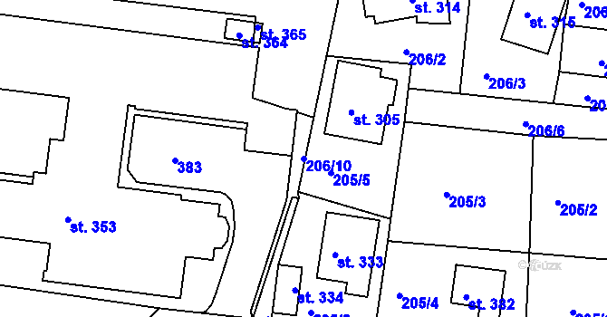 Parcela st. 206/10 v KÚ Skalka u Chebu, Katastrální mapa