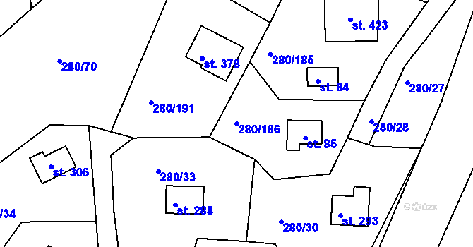 Parcela st. 280/186 v KÚ Skalka u Chebu, Katastrální mapa