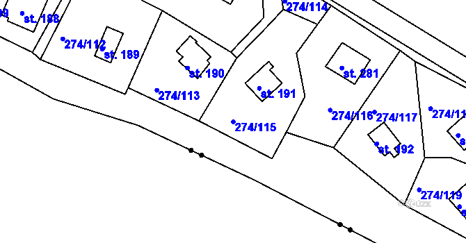 Parcela st. 274/115 v KÚ Skalka u Chebu, Katastrální mapa