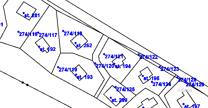 Parcela st. 274/121 v KÚ Skalka u Chebu, Katastrální mapa