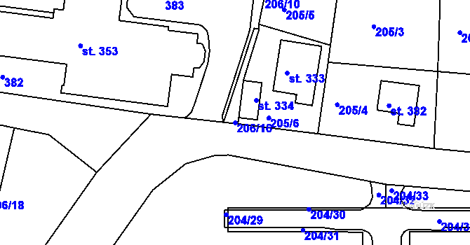Parcela st. 206/16 v KÚ Skalka u Chebu, Katastrální mapa
