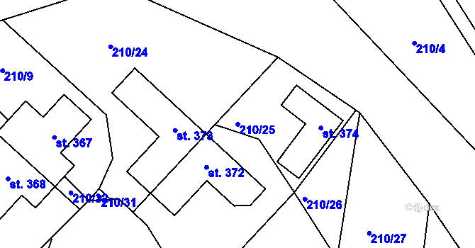 Parcela st. 210/25 v KÚ Skalka u Chebu, Katastrální mapa