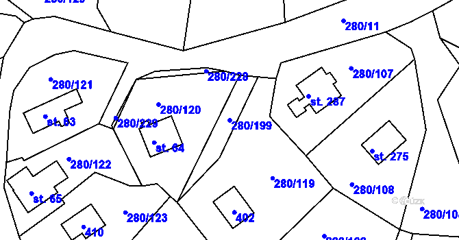 Parcela st. 280/199 v KÚ Skalka u Chebu, Katastrální mapa
