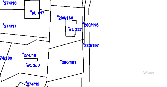 Parcela st. 280/197 v KÚ Skalka u Chebu, Katastrální mapa