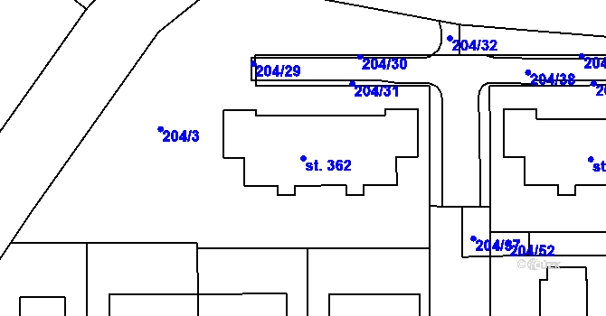 Parcela st. 362 v KÚ Skalka u Chebu, Katastrální mapa