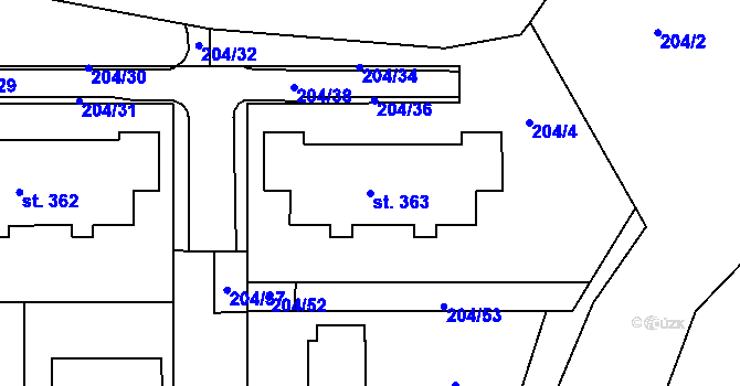 Parcela st. 363 v KÚ Skalka u Chebu, Katastrální mapa