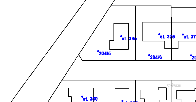 Parcela st. 204/5 v KÚ Skalka u Chebu, Katastrální mapa