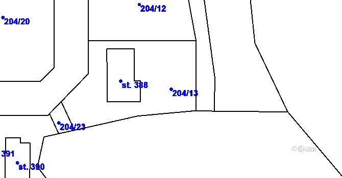 Parcela st. 204/13 v KÚ Skalka u Chebu, Katastrální mapa
