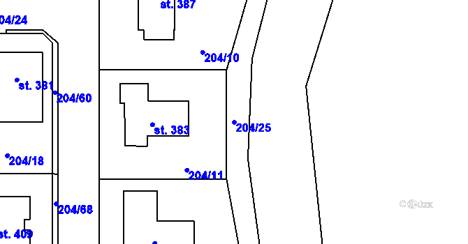 Parcela st. 204/25 v KÚ Skalka u Chebu, Katastrální mapa