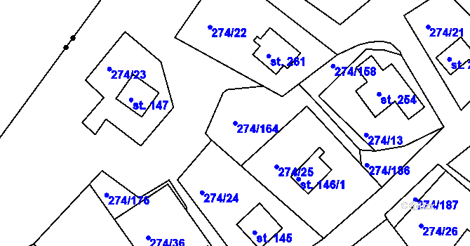 Parcela st. 274/164 v KÚ Skalka u Chebu, Katastrální mapa
