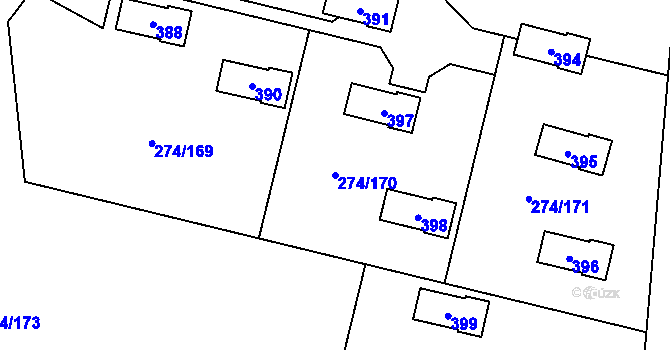 Parcela st. 274/170 v KÚ Skalka u Chebu, Katastrální mapa