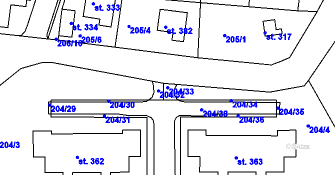 Parcela st. 204/33 v KÚ Skalka u Chebu, Katastrální mapa