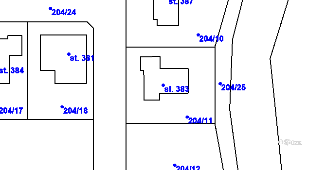 Parcela st. 383 v KÚ Skalka u Chebu, Katastrální mapa
