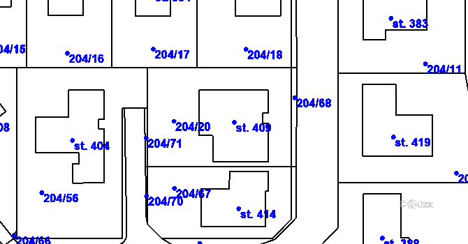 Parcela st. 409 v KÚ Skalka u Chebu, Katastrální mapa