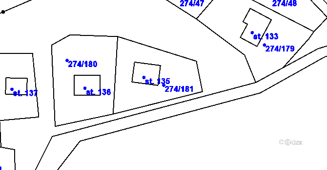 Parcela st. 274/181 v KÚ Skalka u Chebu, Katastrální mapa