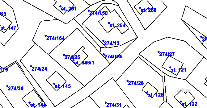 Parcela st. 274/186 v KÚ Skalka u Chebu, Katastrální mapa