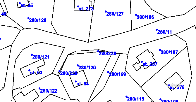 Parcela st. 280/228 v KÚ Skalka u Chebu, Katastrální mapa