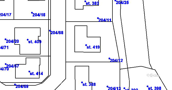 Parcela st. 419 v KÚ Skalka u Chebu, Katastrální mapa
