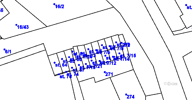 Parcela st. 7/6 v KÚ Střížov u Chebu, Katastrální mapa