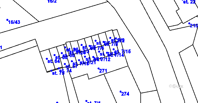 Parcela st. 7/13 v KÚ Střížov u Chebu, Katastrální mapa