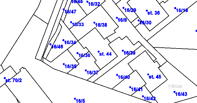 Parcela st. 44 v KÚ Střížov u Chebu, Katastrální mapa
