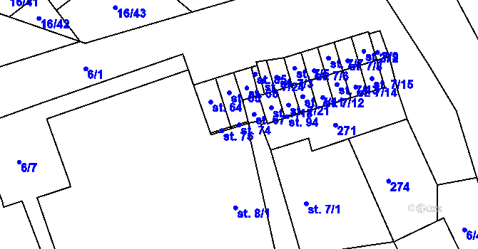 Parcela st. 74 v KÚ Střížov u Chebu, Katastrální mapa
