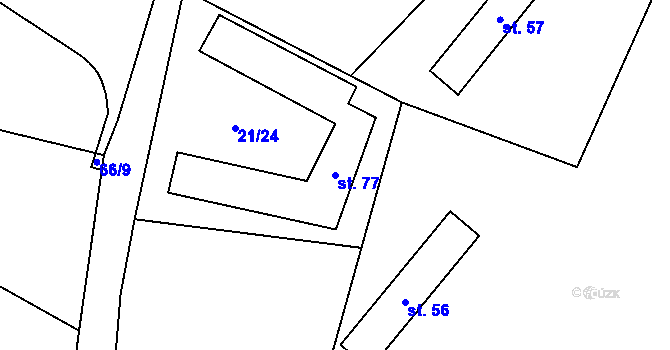Parcela st. 77 v KÚ Střížov u Chebu, Katastrální mapa