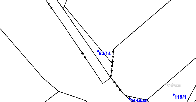 Parcela st. 63/14 v KÚ Střížov u Chebu, Katastrální mapa