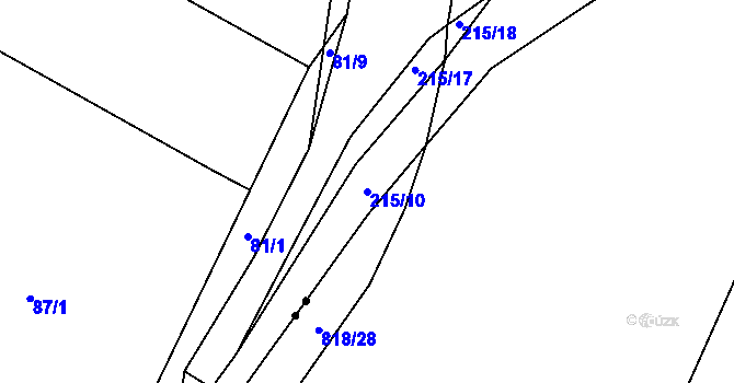 Parcela st. 215/10 v KÚ Střížov u Chebu, Katastrální mapa