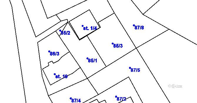 Parcela st. 85/1 v KÚ Střížov u Chebu, Katastrální mapa