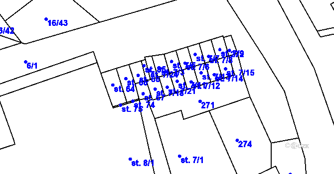 Parcela st. 7/21 v KÚ Střížov u Chebu, Katastrální mapa