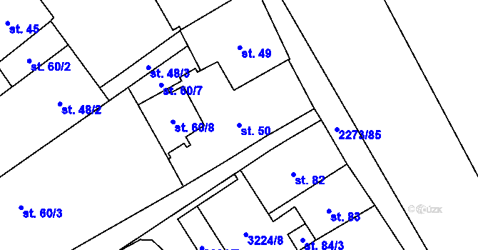 Parcela st. 50 v KÚ Cheb, Katastrální mapa