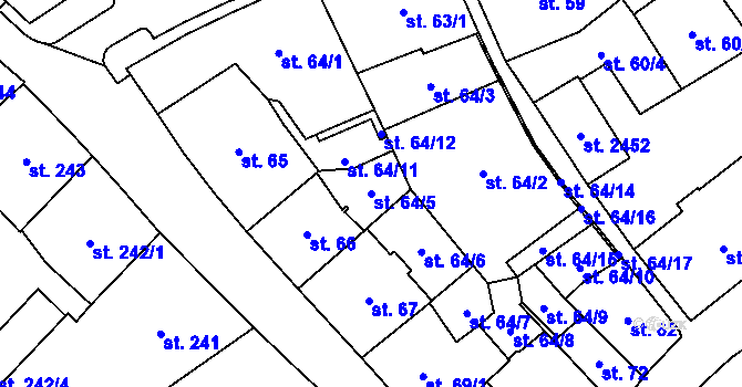 Parcela st. 64/5 v KÚ Cheb, Katastrální mapa