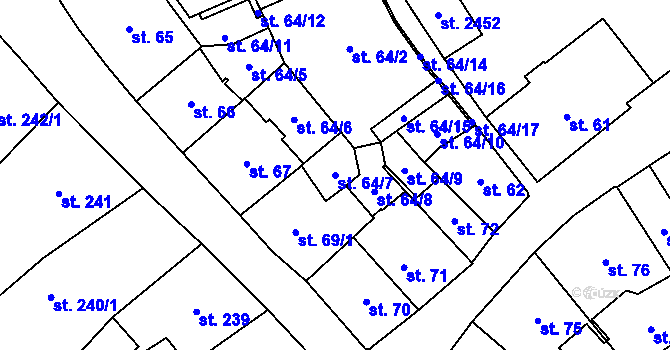 Parcela st. 64/7 v KÚ Cheb, Katastrální mapa