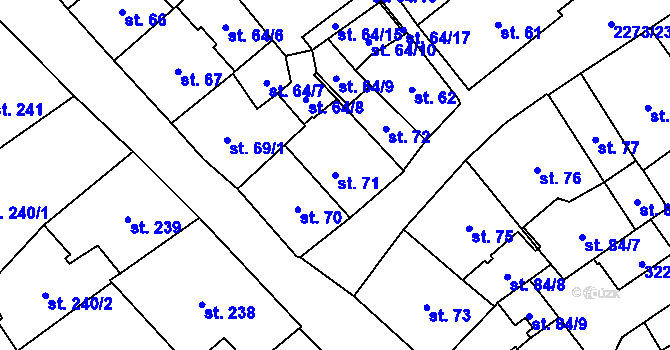 Parcela st. 71 v KÚ Cheb, Katastrální mapa