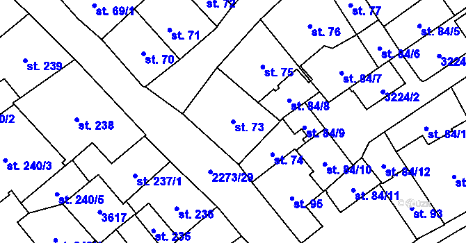 Parcela st. 73 v KÚ Cheb, Katastrální mapa
