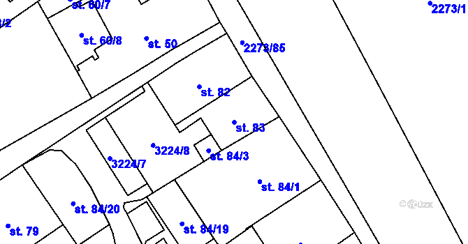 Parcela st. 83 v KÚ Cheb, Katastrální mapa