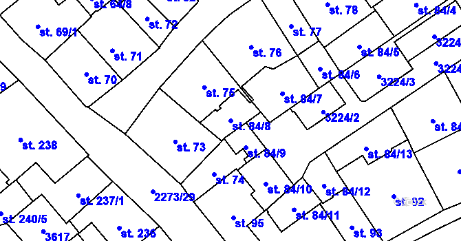 Parcela st. 84/8 v KÚ Cheb, Katastrální mapa