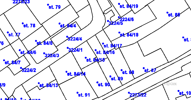 Parcela st. 84/16 v KÚ Cheb, Katastrální mapa