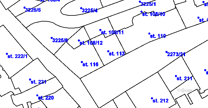 Parcela st. 113 v KÚ Cheb, Katastrální mapa