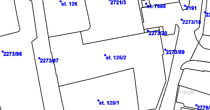 Parcela st. 125/2 v KÚ Cheb, Katastrální mapa