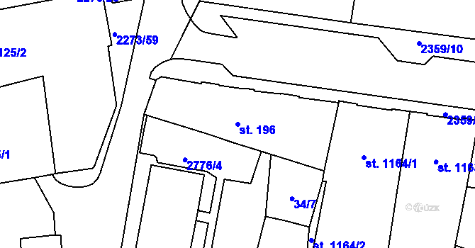 Parcela st. 196 v KÚ Cheb, Katastrální mapa