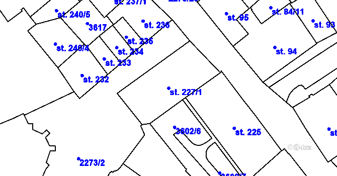 Parcela st. 227/1 v KÚ Cheb, Katastrální mapa