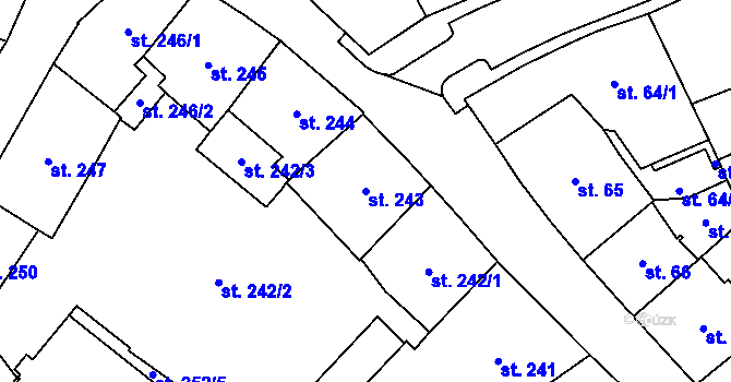 Parcela st. 243 v KÚ Cheb, Katastrální mapa