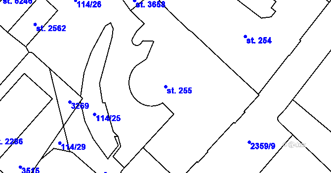 Parcela st. 255 v KÚ Cheb, Katastrální mapa