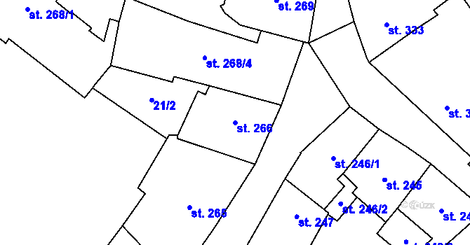 Parcela st. 266 v KÚ Cheb, Katastrální mapa