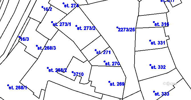 Parcela st. 271 v KÚ Cheb, Katastrální mapa
